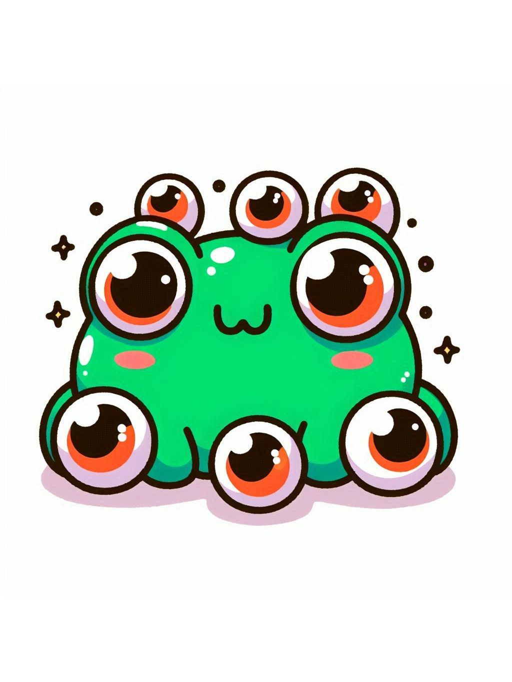 halloween frog drawing ideas, a whimsical frog with multiple large, expressive eyeballs